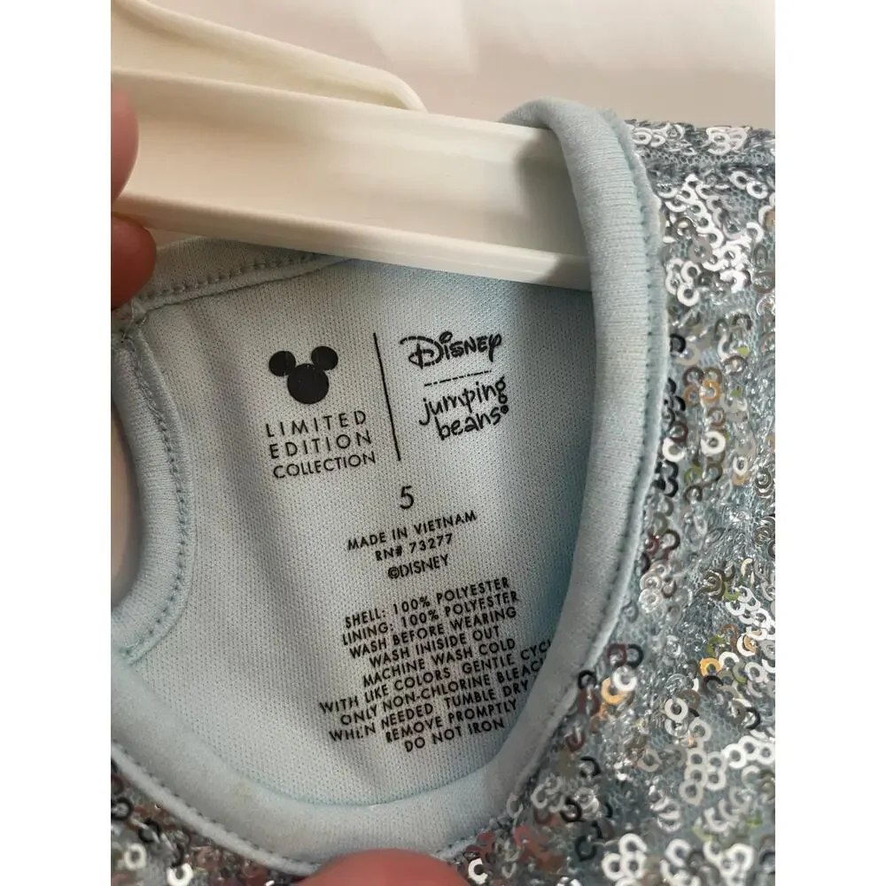 Disney Jumping Beans Girls Size 5 Blue Silver Sequin Tulle Dress Frozen